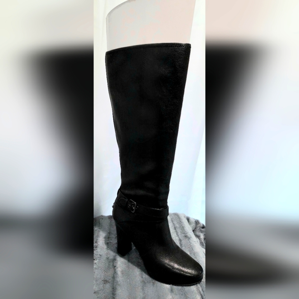 Coach Elegant Black Leather High Heel Boots - Picture 7 of 9